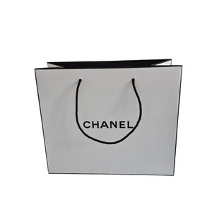 Chanel Classic White and Black Paper Shopping Bag